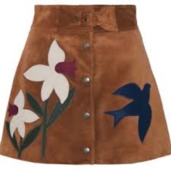 RED Valentino Brown Mini Skirt with Floral Appliqué - Picture 4 of 8
